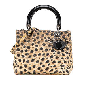 Pre-Loved Dior Medium Canvas Cannage Leopard Print Lady Dior